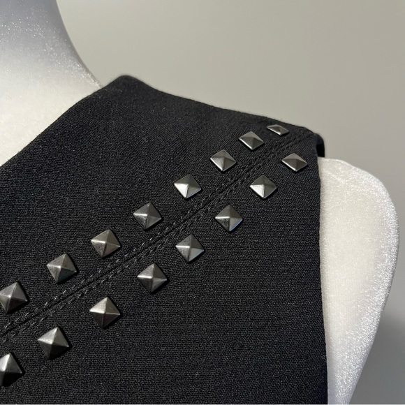 Michael Kors Sleeveless Mid Length Sheath Black Dress Studded Accents - Picture 4 of 11